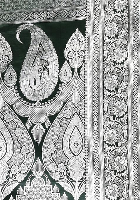 Bottle Green Zari Work Silk Saree Set