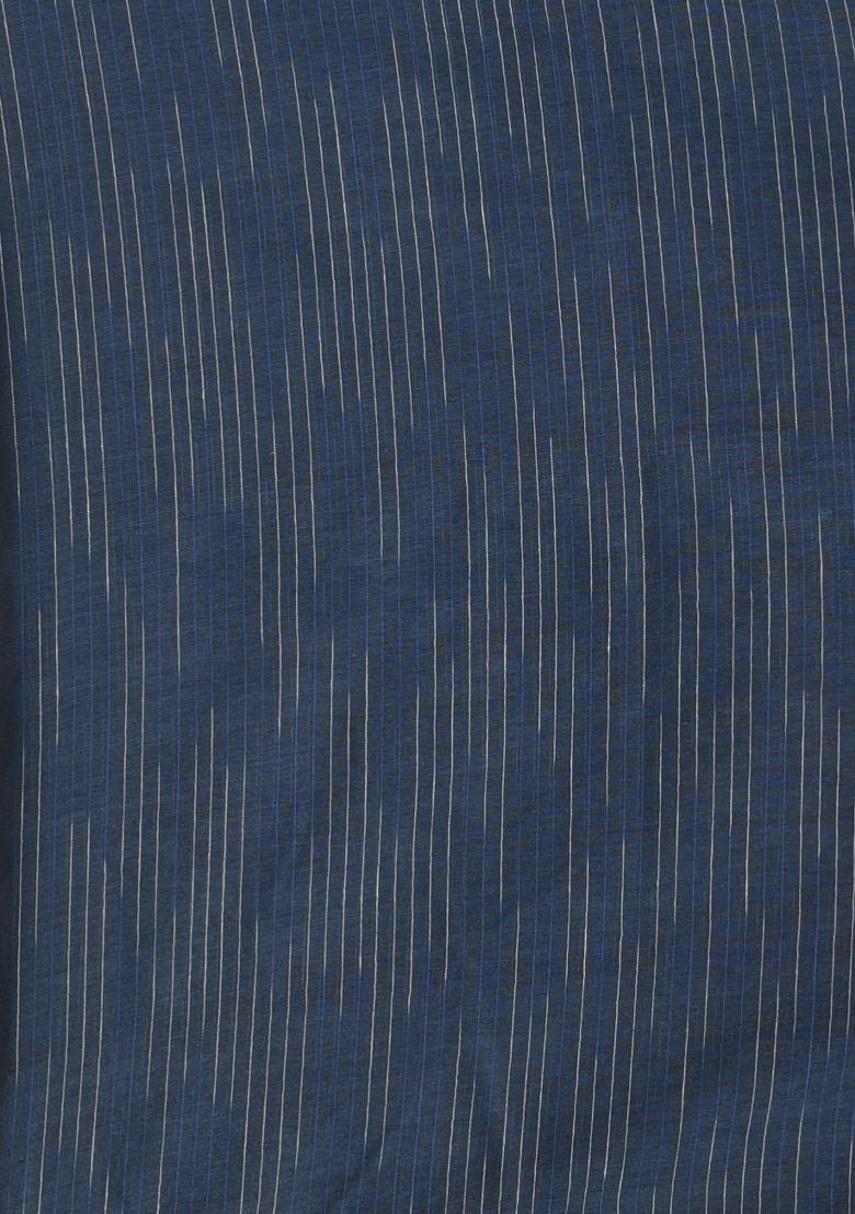 Grey Solid Cotton Saree Set - Indya