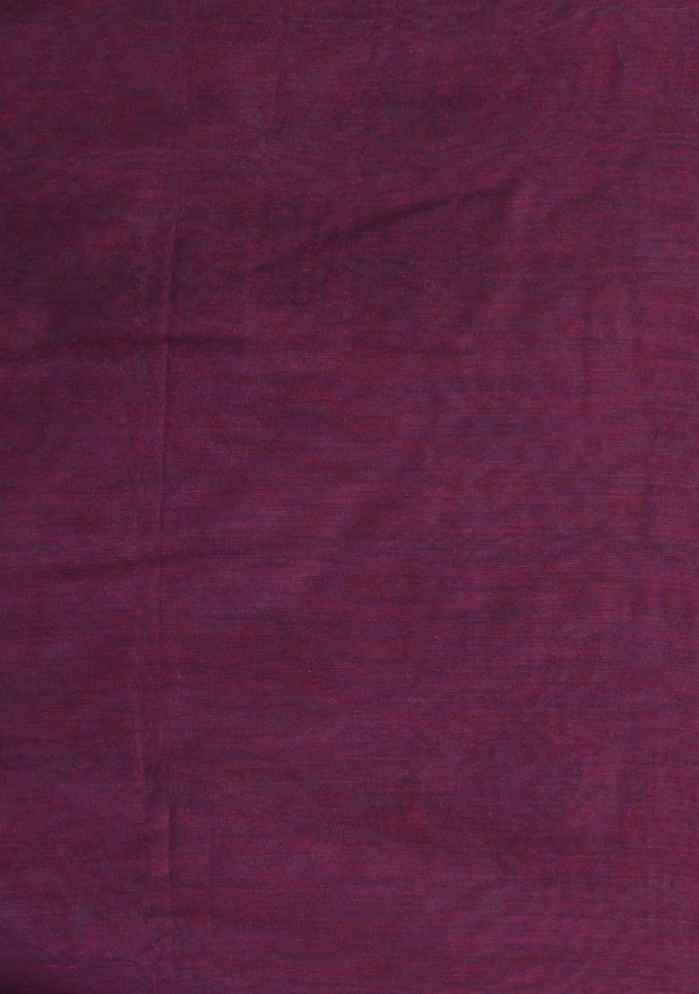 Magenta Solid Cotton Saree Set - Indya