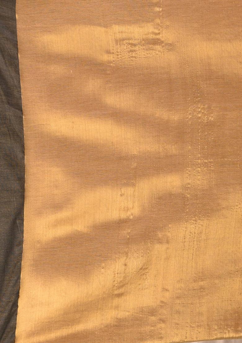 Golden Solid Tissue Saree Set