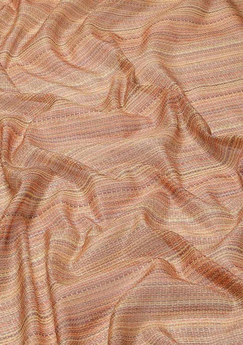 Brown Printed Chanderi Saree Set - Indya