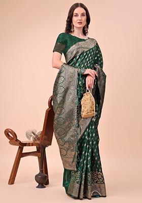 Green Zari Work Silk Saree Set