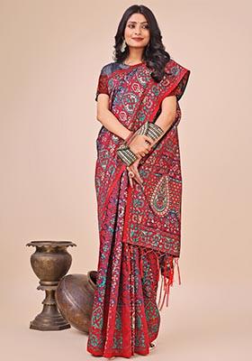 Pink Zari Work Cotton Saree Set