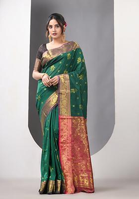 Green Zari Work Silk Saree Set