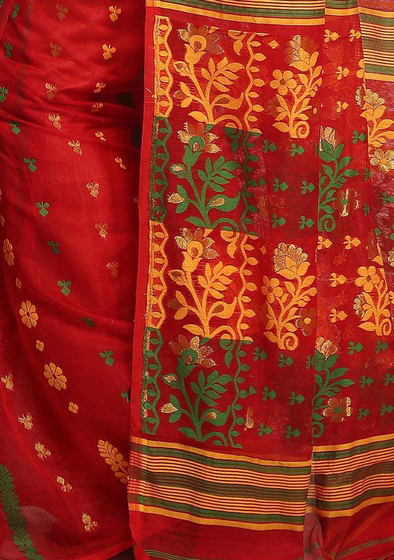 Pink Jamdani Art Silk Saree
