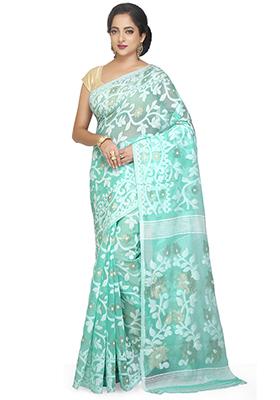 Sky Blue Jamdani Art Silk Saree