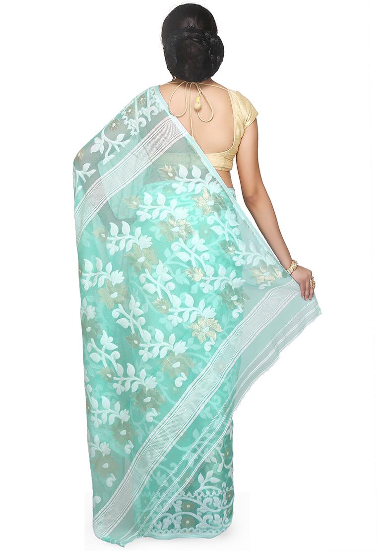 Sky Blue Jamdani Art Silk Saree