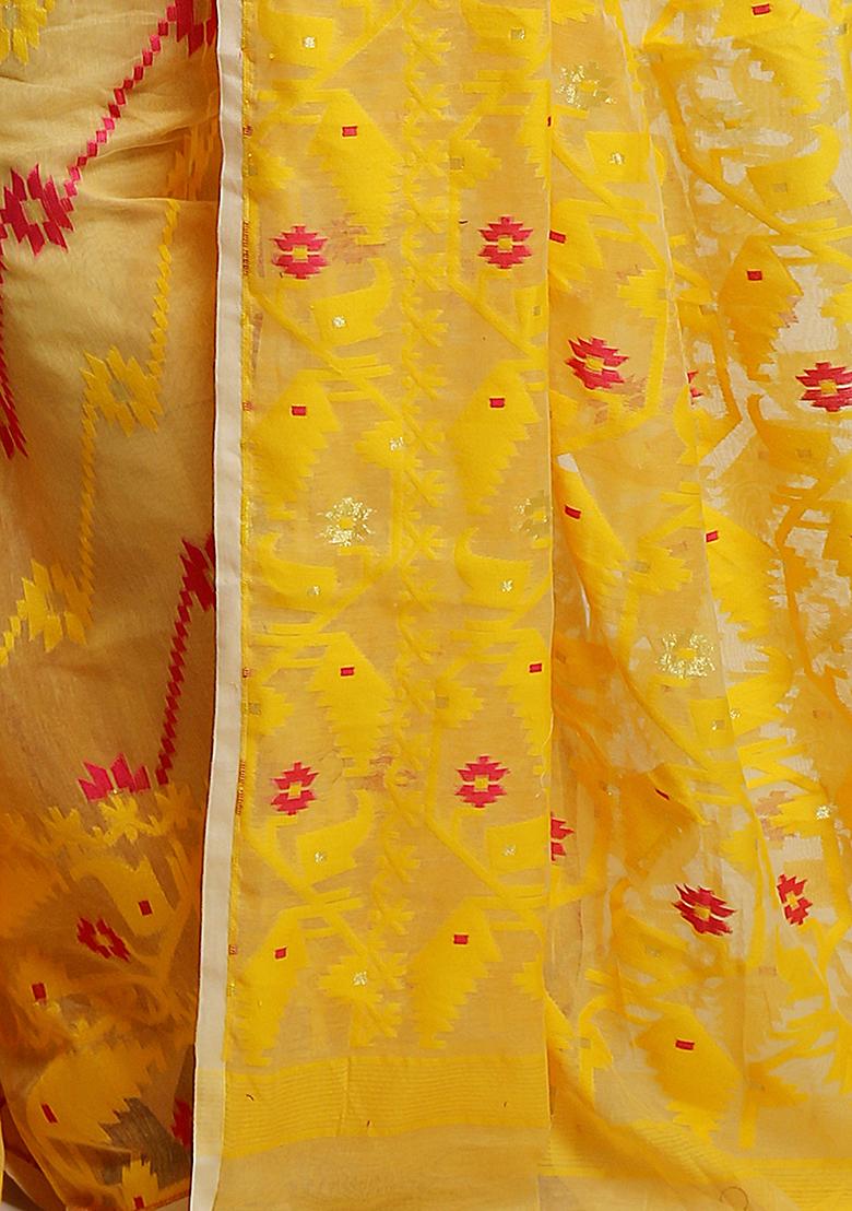 Beige Jamdani Art Silk Saree
