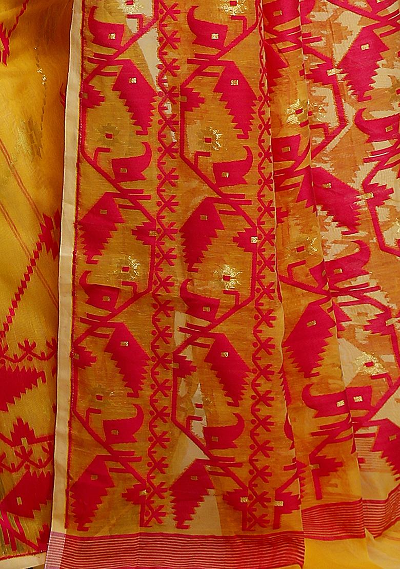 Beige Jamdani Art Silk Saree