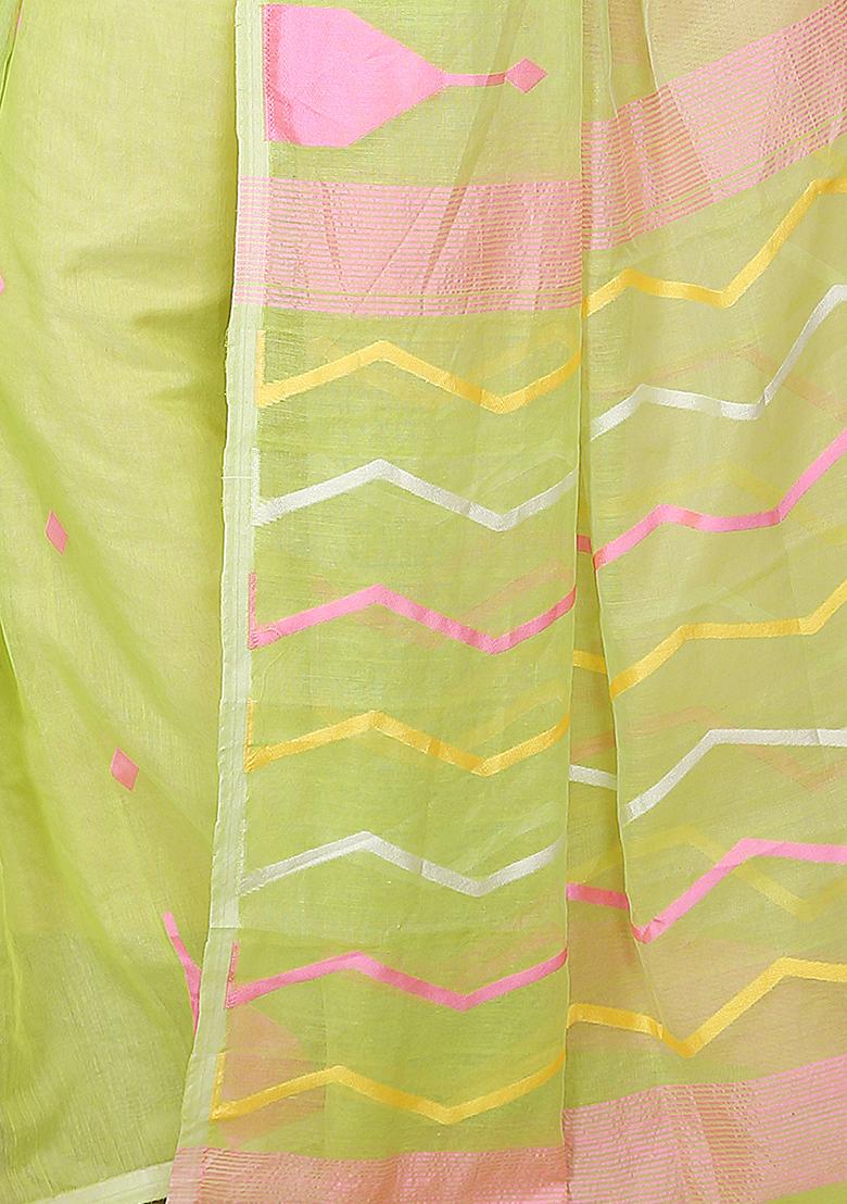 Green Jamdani Art Silk Saree