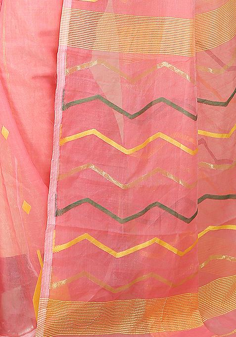 Pink Jamdani Art Silk Saree