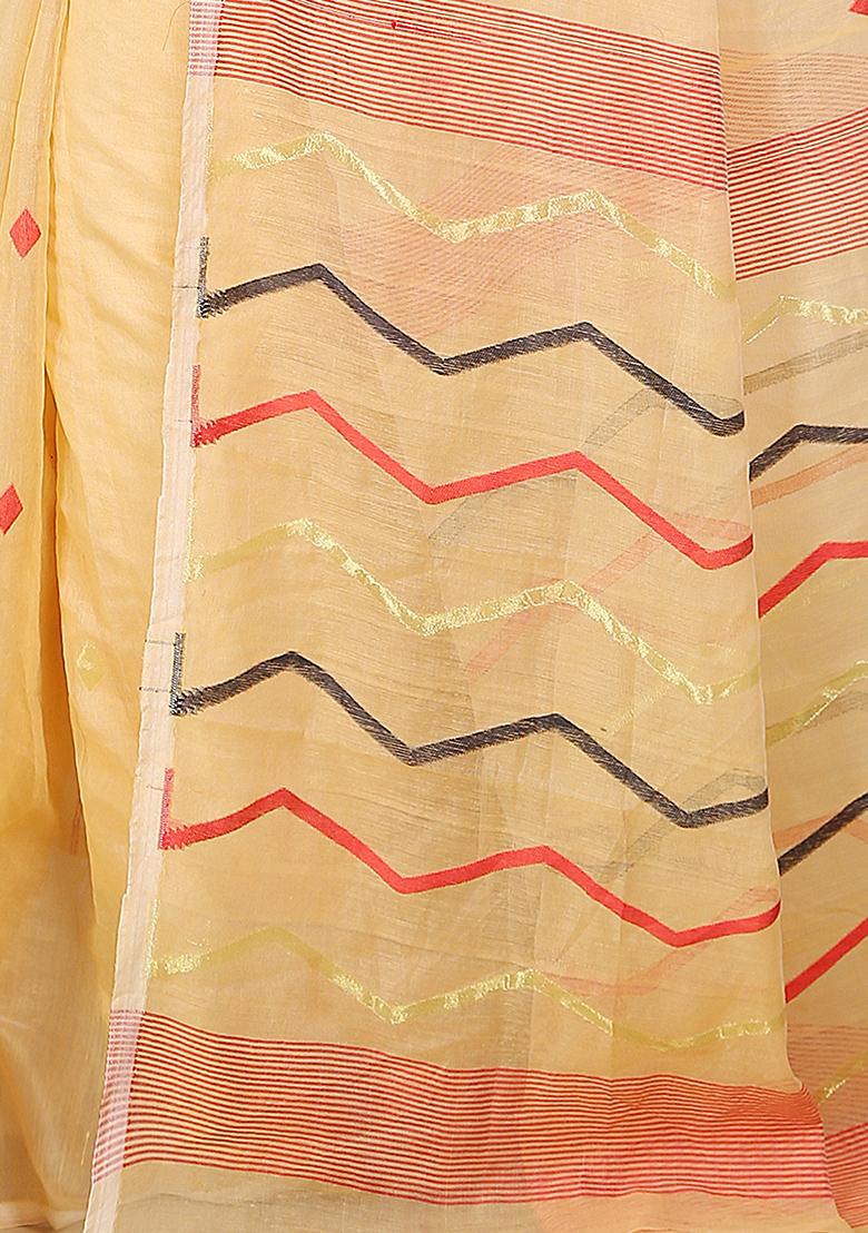 Beige Jamdani Art Silk Saree