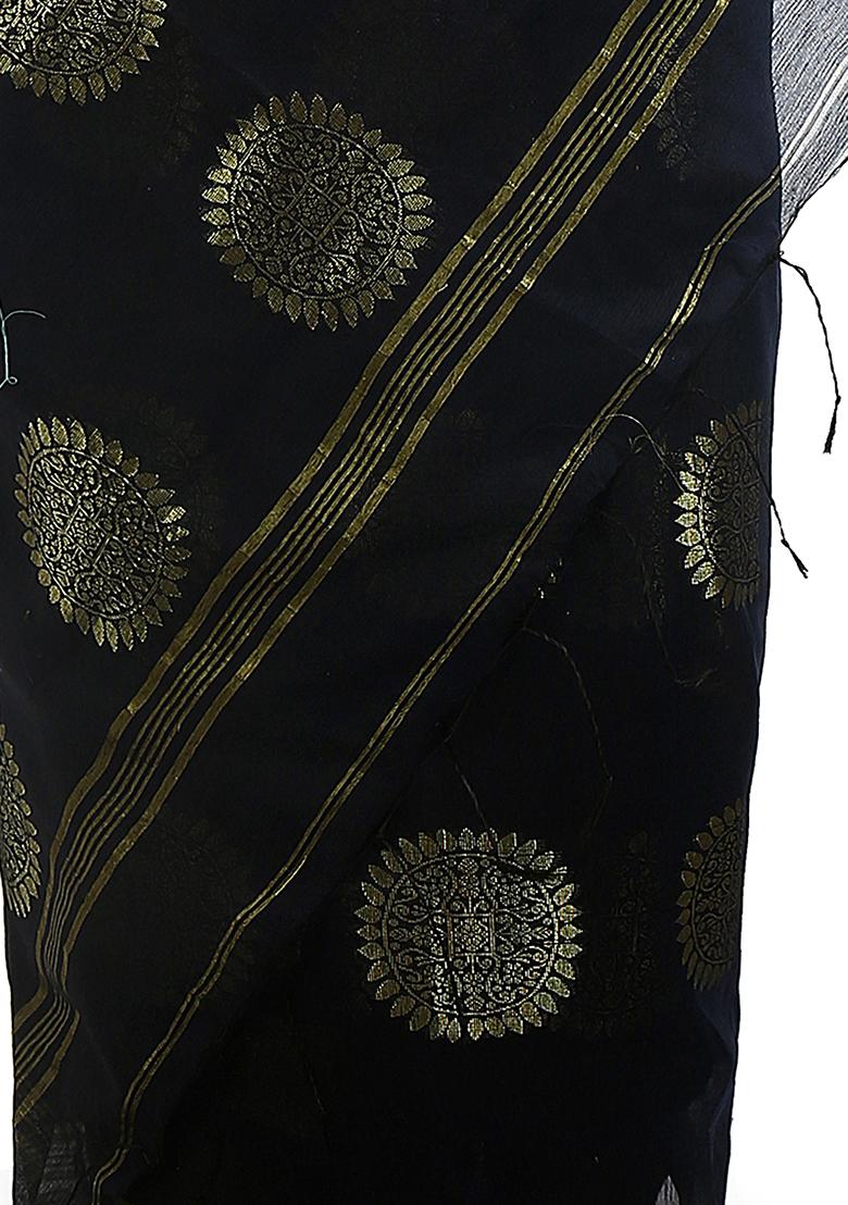 Blue Embroidered Art Silk Saree Set - Indya