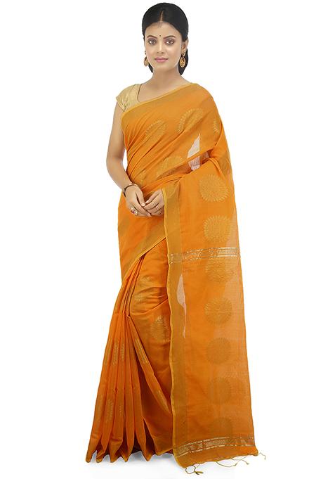 Yellow Embroidered Art Silk Saree Set