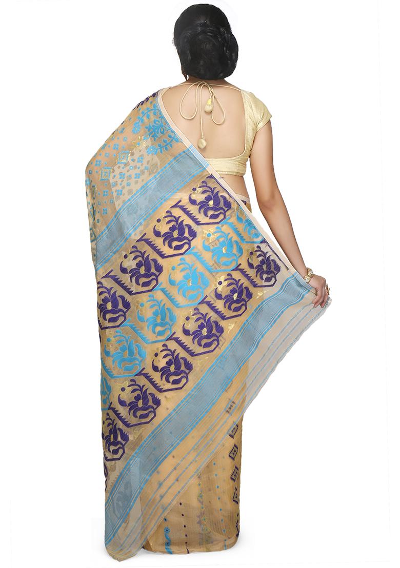Beige Jamdani Art Silk Saree