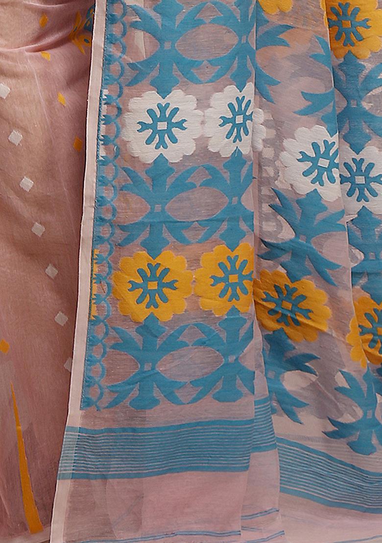 Light Pink Jamdani Art Silk Saree