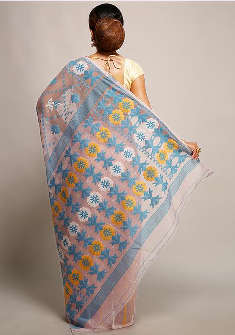 Light Pink Jamdani Art Silk Saree