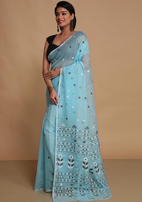 Sky Blue Weaving Art Silk Saree