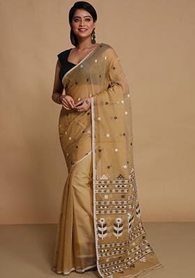 Beige Weaving Art Silk Saree