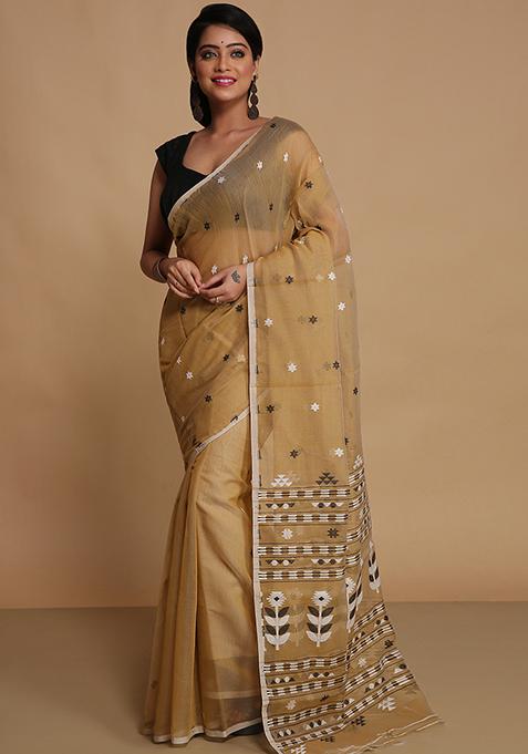 Beige Weaving Art Silk Saree