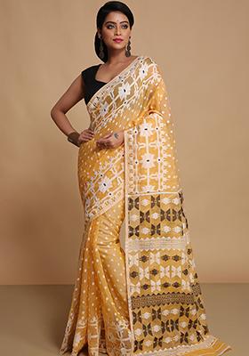 Yellow Weaving Art Silk Saree