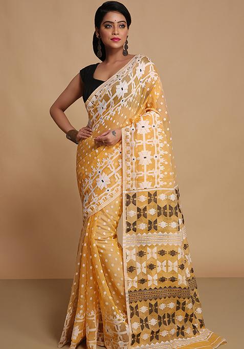 Yellow Weaving Art Silk Saree