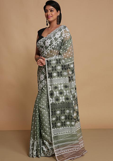 Deep Green Weaving Art Silk Saree