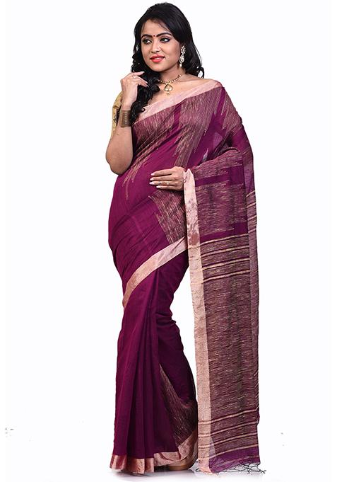 Magenta Embroidered Art Silk Saree Set