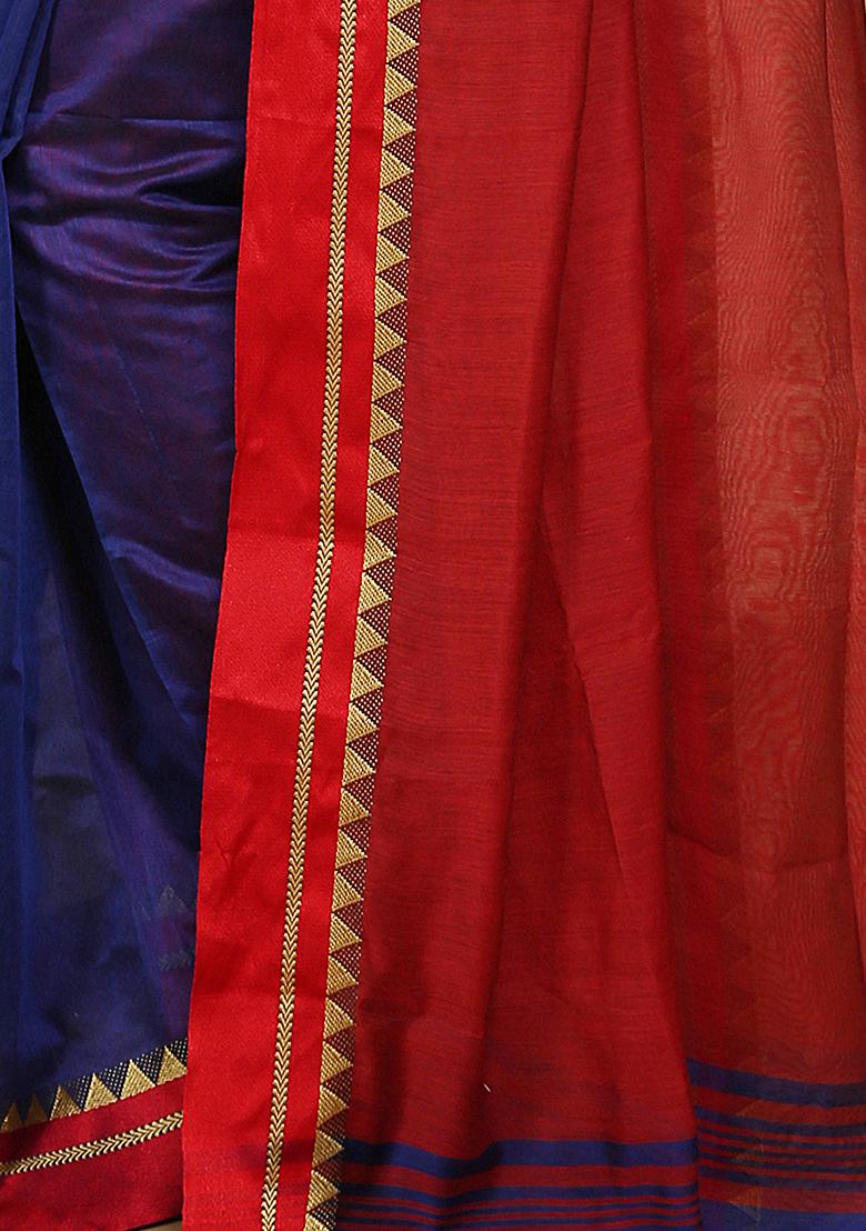 Blue Embroidered Art Silk Saree Set - Indya