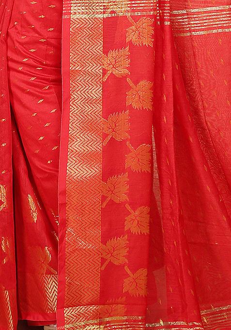Red Embroidered Art Silk Saree Set