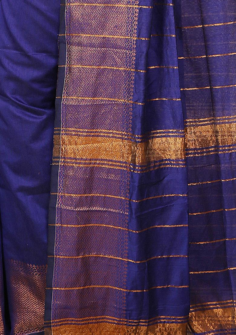 Blue Embroidered Art Silk Saree Set - Indya