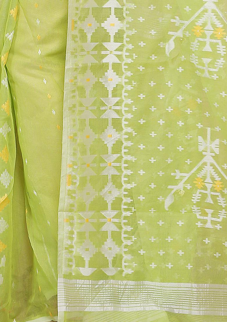 Green Jamdani Art Silk Saree