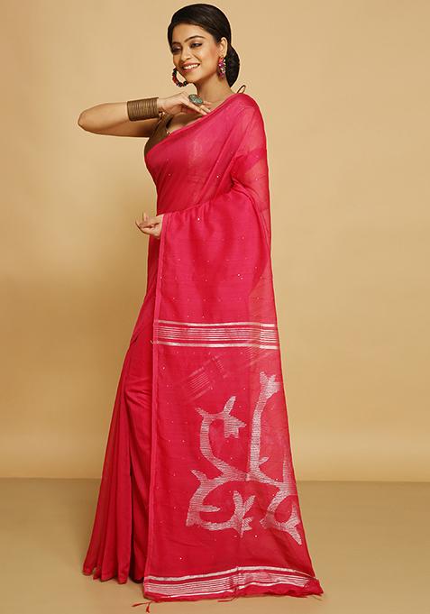 Red Embroidered Art Silk Saree Set