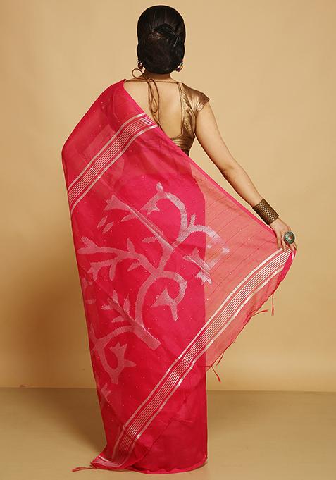 Red Embroidered Art Silk Saree Set