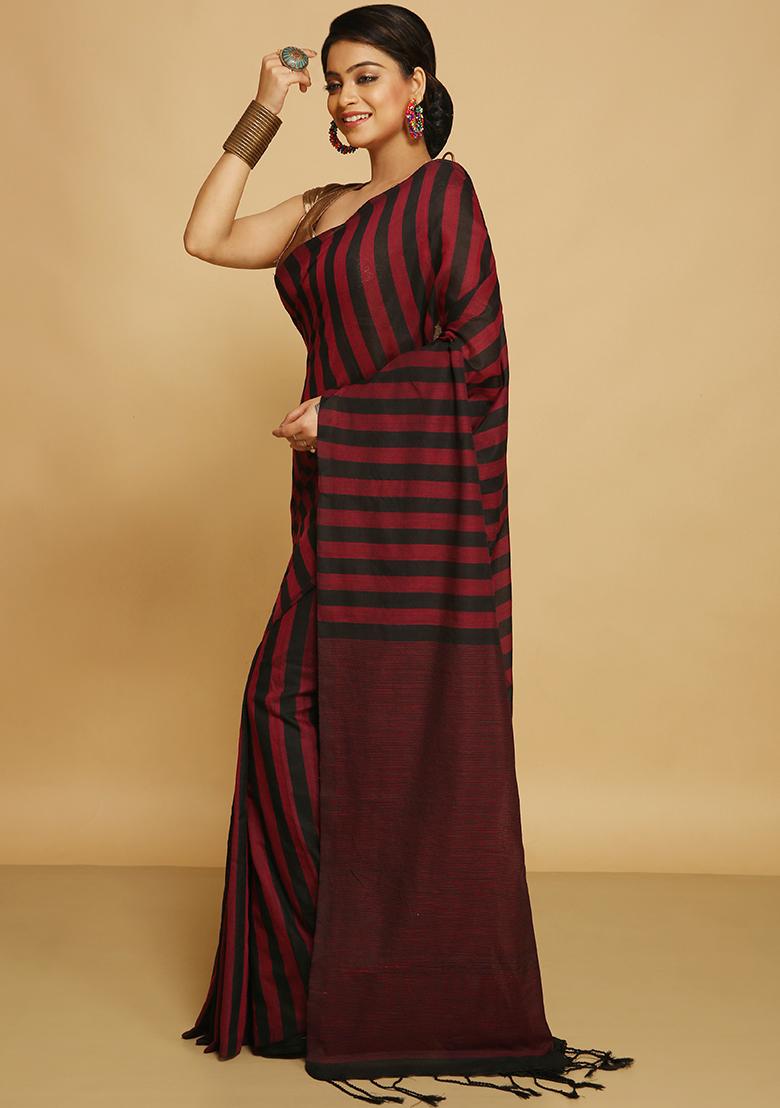 Red Embroidered Art Silk Saree Set