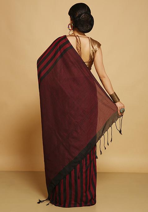 Red Embroidered Art Silk Saree Set