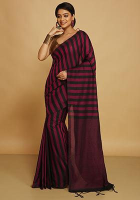 Pink Embroidered Art Silk Saree Set