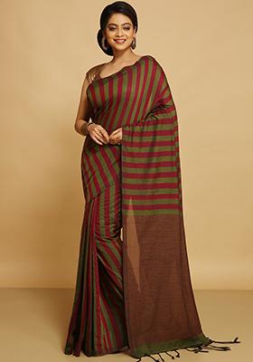 Red Embroidered Art Silk Saree Set