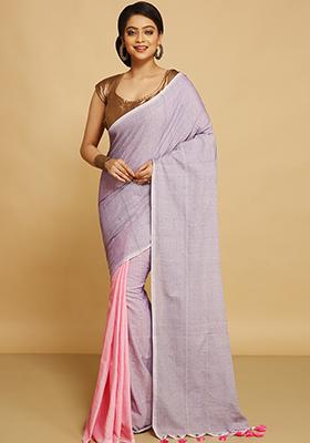 Grey Embroidered Art Silk Saree Set