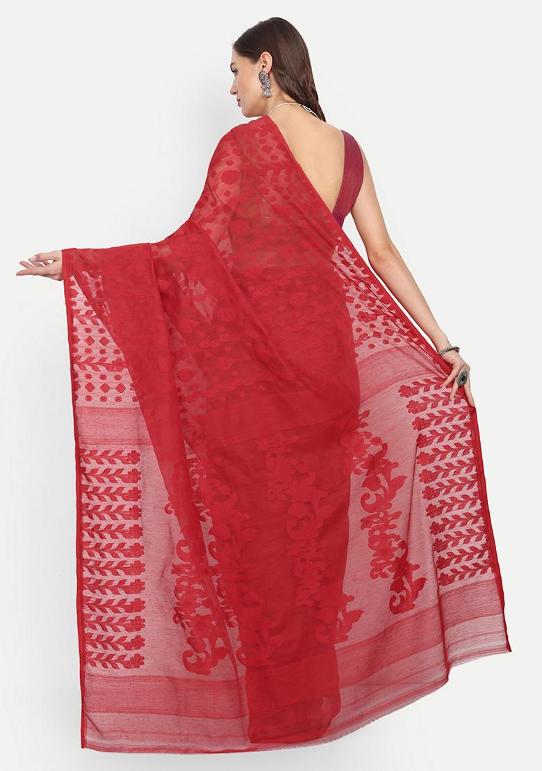 Red Weaving Art Silk Saree