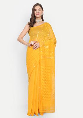 Yellow Weaving Art Silk Saree