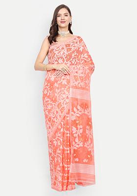 White Weaving Art Silk Saree