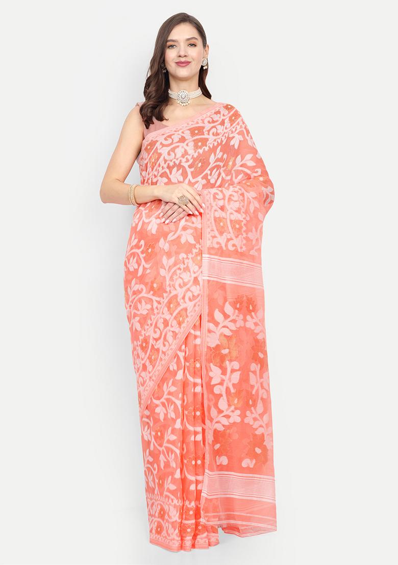 White Weaving Art Silk Saree