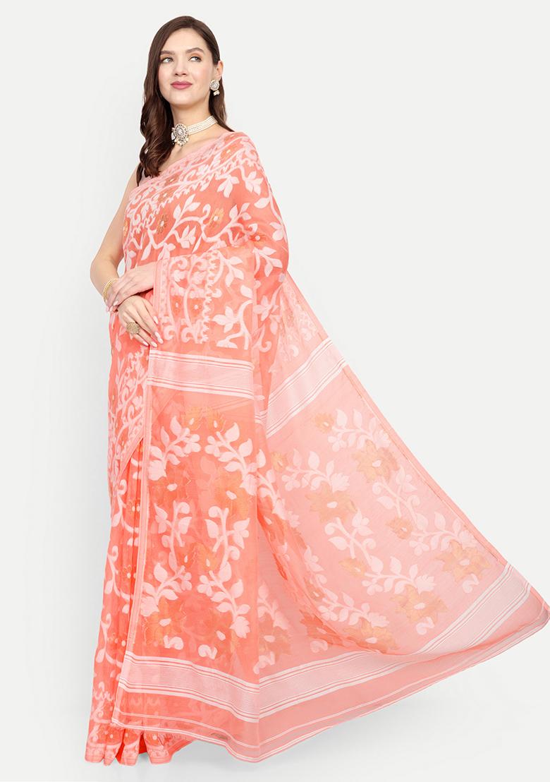 White Weaving Art Silk Saree