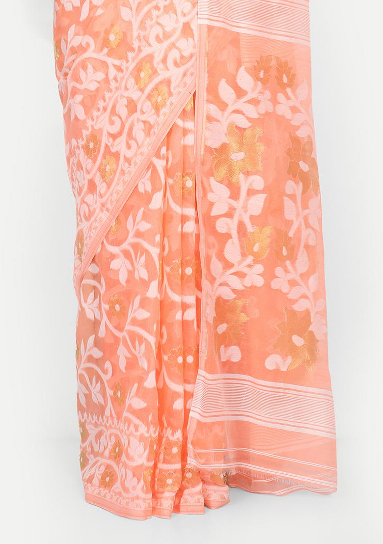 White Weaving Art Silk Saree