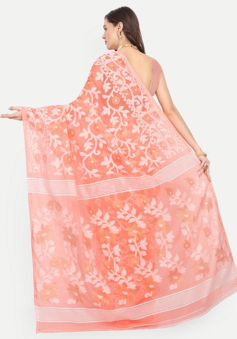 White Weaving Art Silk Saree