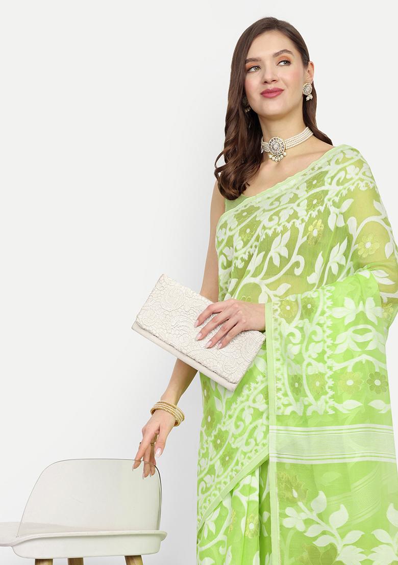 Green Weaving Art Silk Saree - Indya