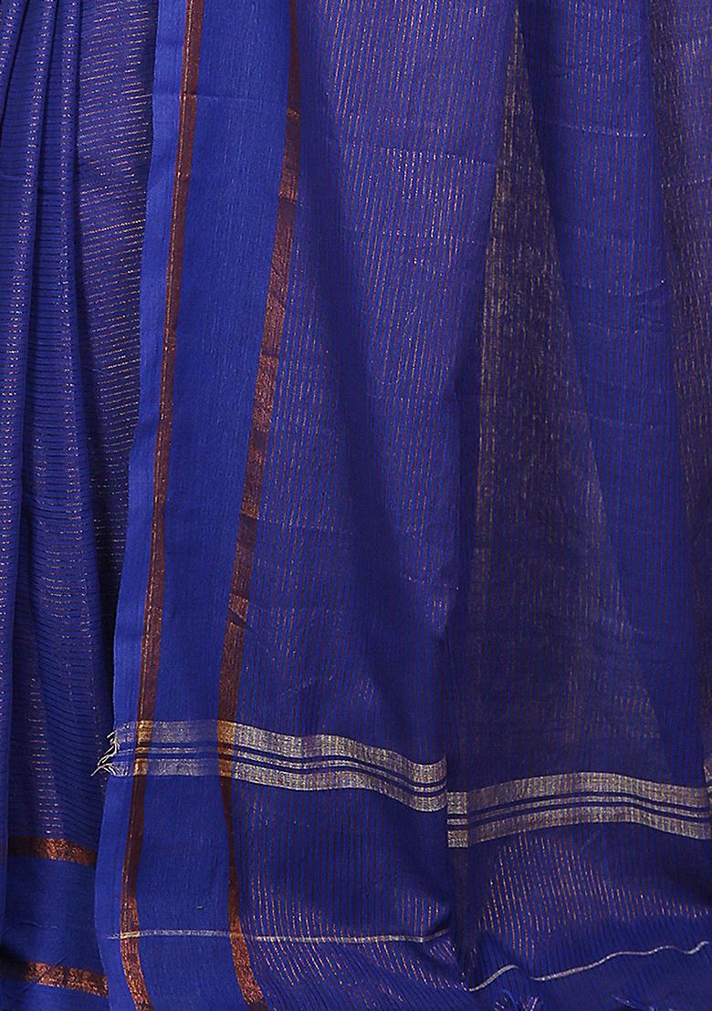 Royal Blue Embroidered Art Silk Saree Set