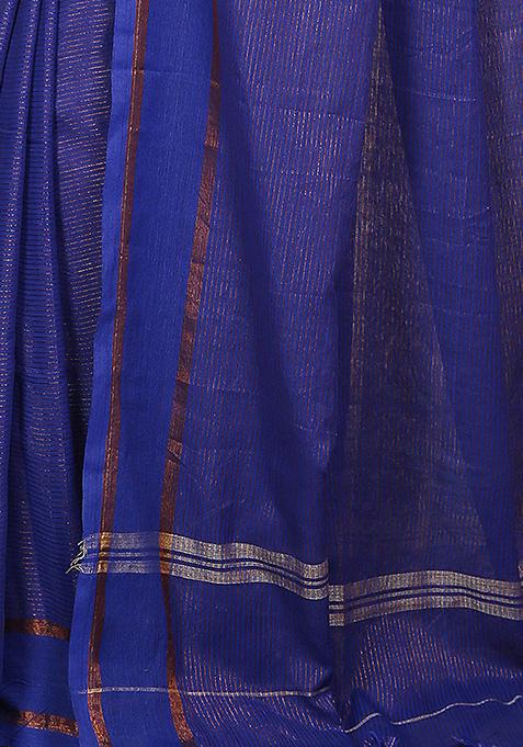 Royal Blue Embroidered Art Silk Saree Set