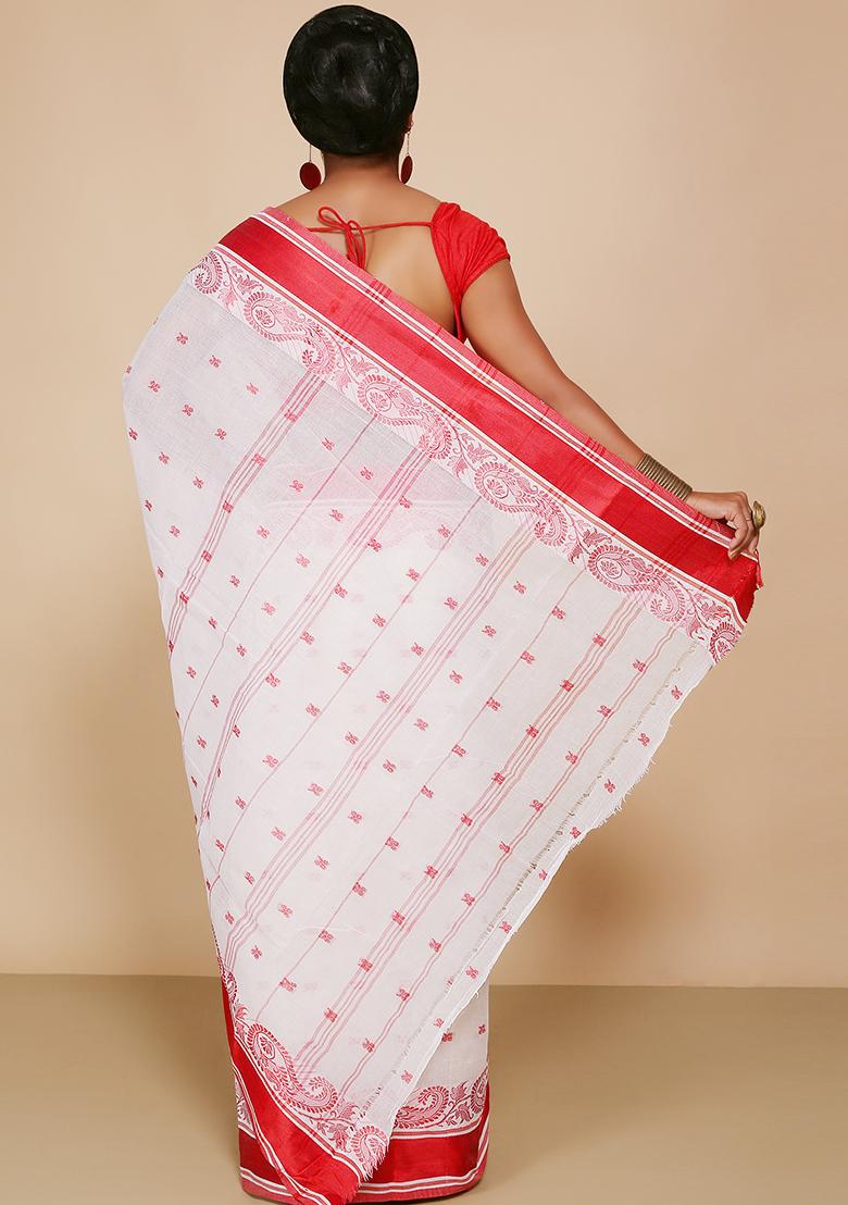 White Weaving Cotton Saree